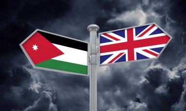 Jordan ve İngiltere etmek. Farklı yönlere hareket ediyor. 3D render