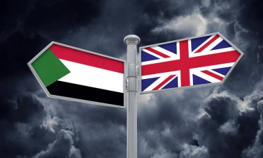 Sudan ve İngiltere etmek. Farklı yönlere hareket ediyor. 3D render