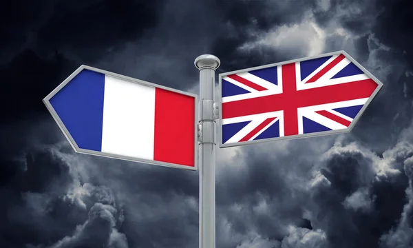 Guide France Royaume Uni Aller Dans Des Directions Différentes Rendu — Photo