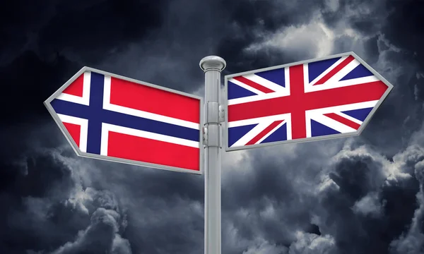 Norvège Royaume Uni Aller Dans Des Directions Différentes Rendu — Photo