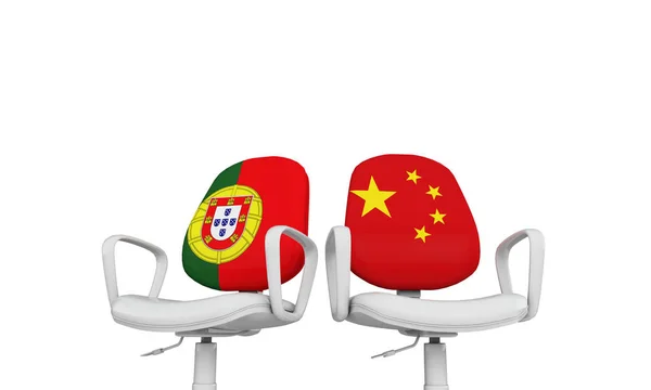 Chaises Affaires Portugal Chine Concept Relation Internationale Rendu — Photo