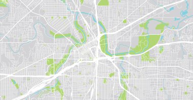 Kentsel vektör şehir haritası, Fortworth, Texas, Amerika Birleşik Devletleri