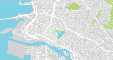 Kentsel vektör şehir haritası, Oakland, California, Amerika Birleşik Devletleri
