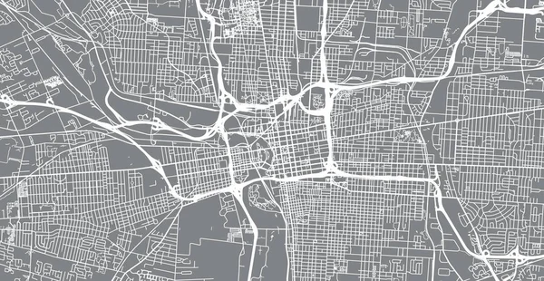 Mapa Urbano Colombus Ohio Estados Unidos América — Archivo Imágenes Vectoriales