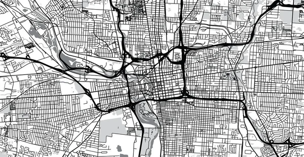 Mapa Cidade Vetorial Urbana Colombus Ohio Estados Unidos América — Vetor de Stock