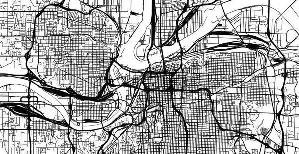 Mapa Miasta Miejski Kansas City Missouri Stany Zjednoczone Ameryki — Wektor stockowy