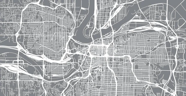 Kentsel Vektör Şehir Haritası Kansas City Missouri Amerika Birleşik Devletleri — Stok Vektör
