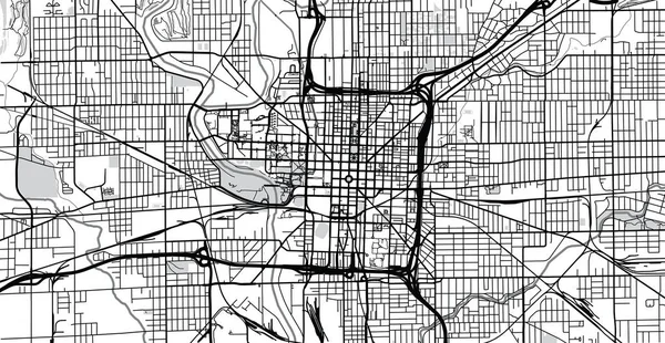 Mapa Urbano Indianápolis Indiana Estados Unidos América — Archivo Imágenes Vectoriales