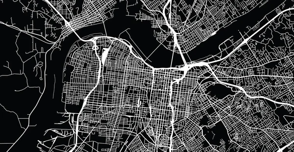 Kentsel Vektör Şehir Haritası Louisville Kentucky Amerika Birleşik Devletleri — Stok Vektör