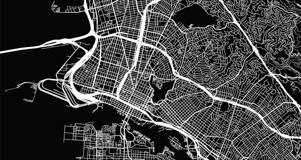 Mapa Cidade Vetorial Urbana Oakland Califórnia Estados Unidos América — Vetor de Stock