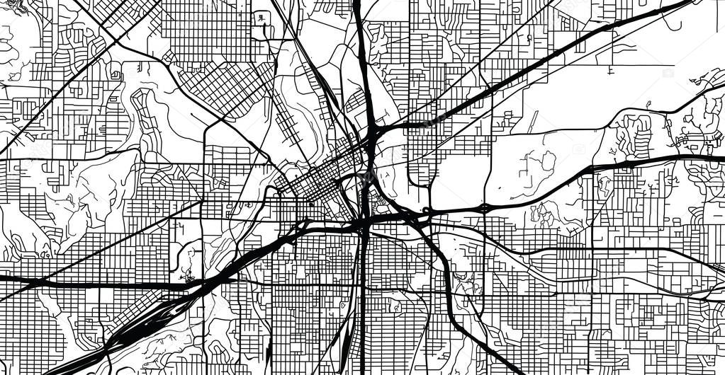 Urban vector city map of Fortworth, Texas, United States of America