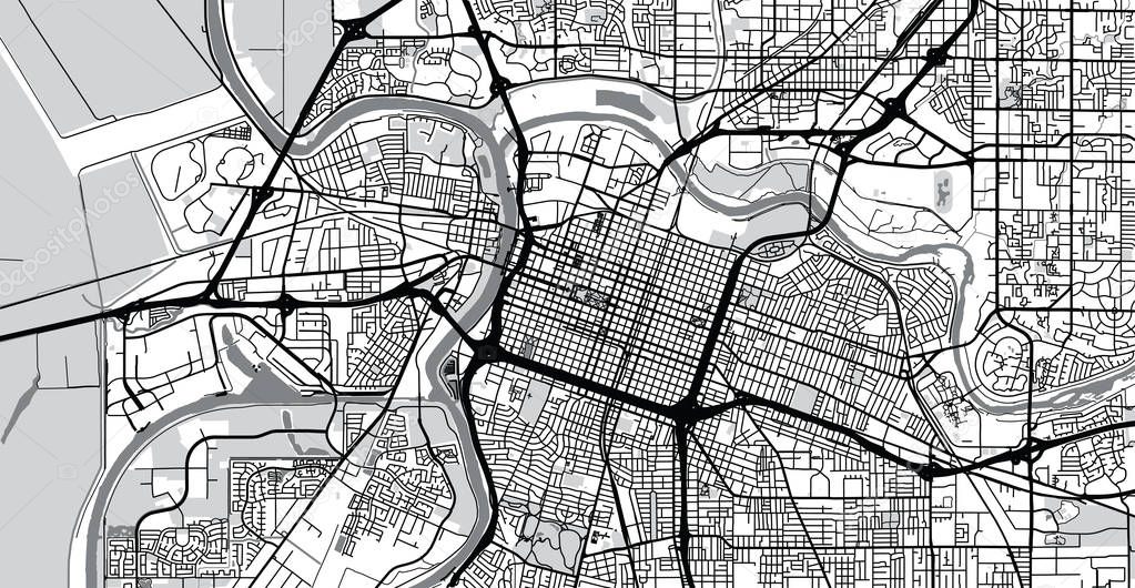 Urban vector city map of Sacramento, California, United States of America