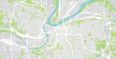Kentsel vektör şehir haritası, Kansas City, Missouri, Amerika Birleşik Devletleri