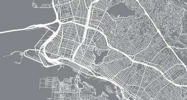 Kentsel vektör şehir haritası, Oakland, California, Amerika Birleşik Devletleri