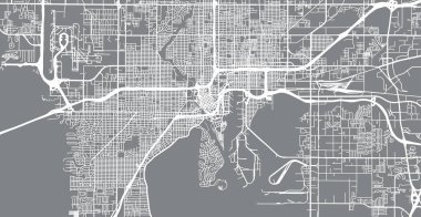 Kentsel vektör şehir haritası, Tampa, Florida, Amerika Birleşik Devletleri