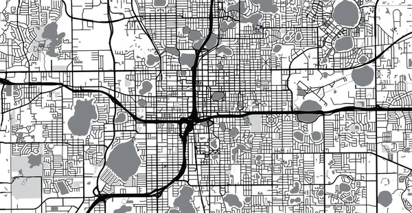 Mapa Urbano Orlando Florida Estados Unidos América — Vector de stock