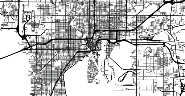 Vetor Urbano Mapa Cidade Tampa Flórida Estados Unidos América — Vetor de Stock