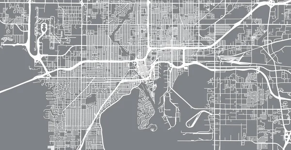 Mapa Tampa Florida Estados Unidos América — Vector de stock