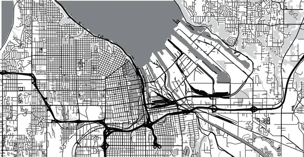 Carte Ville Tacoma Washington États Unis Amérique — Image vectorielle