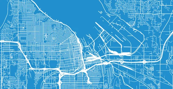 Mapa Cidade Vetorial Urbana Tacoma Washington Estados Unidos América — Vetor de Stock