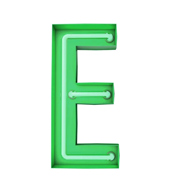 霓虹灯风格淡淡的字母E发出霓虹灯大写字母 3D渲染 — 图库照片