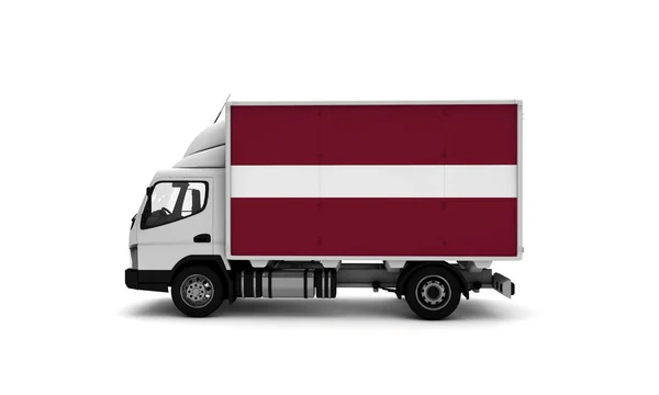 Lieferwagen Mit Lettland Flagge Logistikkonzept — Stockfoto