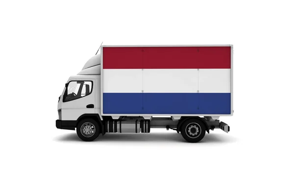 Lieferwagen Mit Niederländischer Flagge Logistikkonzept — Stockfoto