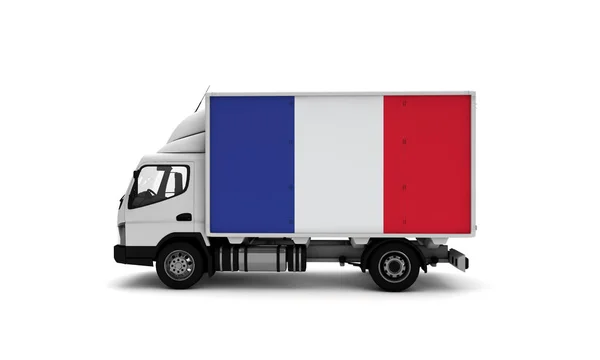 Lieferwagen Mit Französischer Flagge Logistikkonzept — Stockfoto