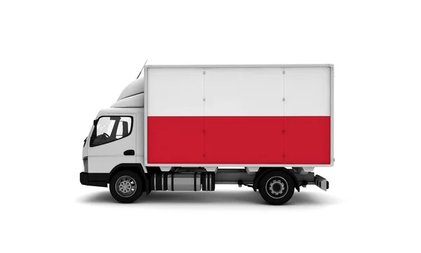 Lieferwagen Mit Polnischer Flagge Logistikkonzept — Stockfoto