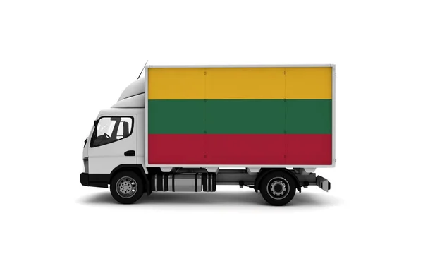 Lieferwagen Mit Litauischer Flagge Logistikkonzept — Stockfoto