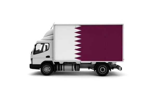 Levering Van Met Qatar Vlag Logistiek Concept — Stockfoto
