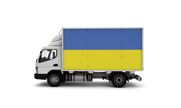 Lieferwagen Mit Ukrainischer Flagge Logistikkonzept — Stockfoto