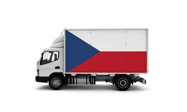 Lieferwagen Mit Tschechischer Flagge Logistikkonzept — Stockfoto