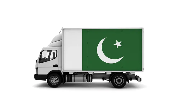 Delivery van with Pakistan flag. logistics concept