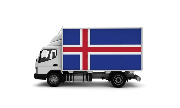 Levering Van Met Vlag Van Ijsland Logistiek Concept — Stockfoto