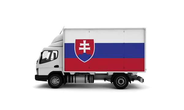 Entrega Van Com Bandeira Eslováquia Conceito Logística — Fotografia de Stock