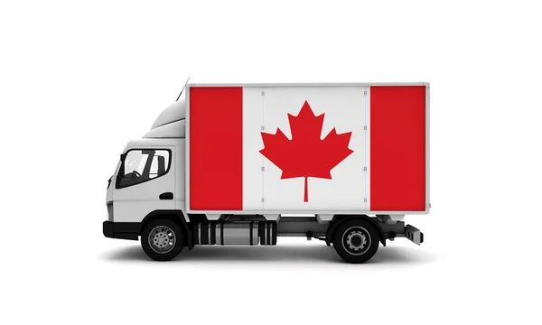 Levering Van Met Canada Vlag Logistiek Concept — Stockfoto