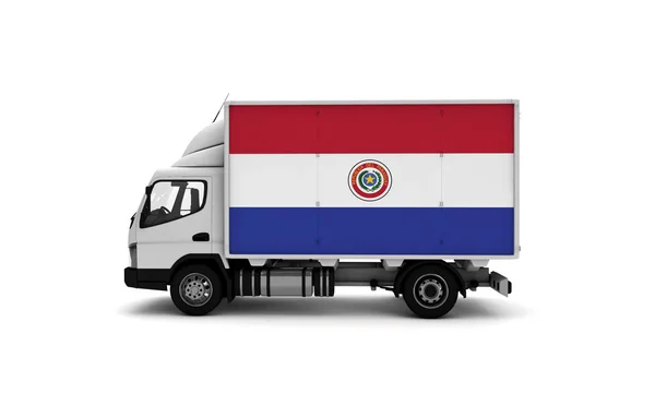 Lieferwagen Mit Paraguayischer Flagge Logistikkonzept — Stockfoto