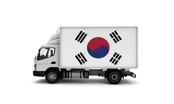 Delivery Van South Korea Flag Logistics Concept — Stock Photo, Image