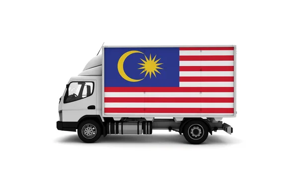 말레이시아 국기와 배달용 밴입니다 — 스톡 사진