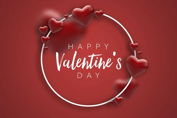 Fröhlicher Valentinstag Hintergrund Mit Roten Herzen Rendering — Stockfoto