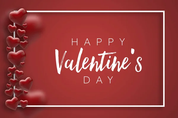 Feliz Día San Valentín Fondo Con Corazones Rojos Rendring — Foto de Stock