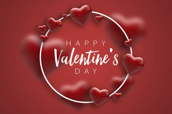 Happy Valentine Day Background Red Hearts Rendring — Stock Photo, Image