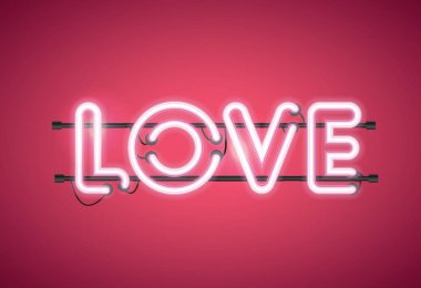 Sevgililer günü parlak neon tabela seviyorum