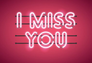 Sevgililer günü parlak neon tabela özledim seni