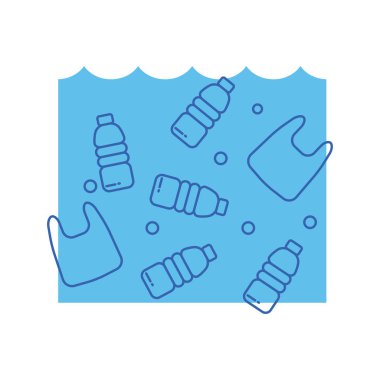 Plastik atık okyanus kavram. Deniz kirliliği.