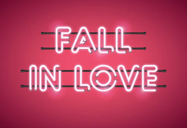 Fall Love Valentine Day Glowing Neon Sign — Stock Vector