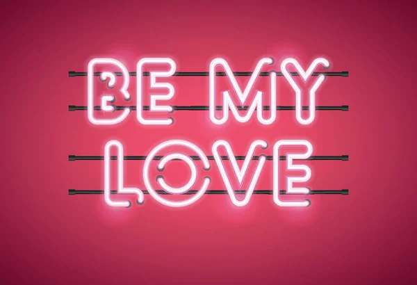 Love Valentine Day Glowing Neon Sign — Stock Vector