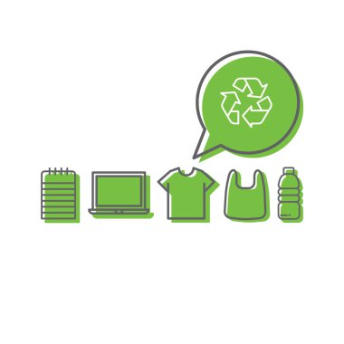 Geri dönüşüm plastik şişeler, çanta, giyim, elektronik, kağıt