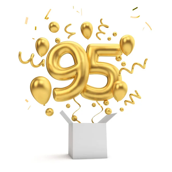 Feliz Anos Ouro Surpresa Balão Caixa Renderização — Fotografia de Stock